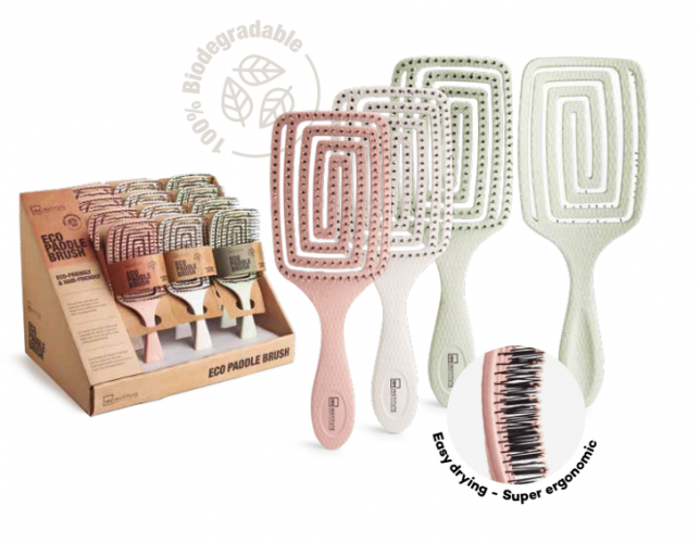 Eco Paddle Hair Brush Easy Detangling Βούρτσα Μαλλιών Εύκαμπτη 100% ανακυκλώσιμη 180gr Green