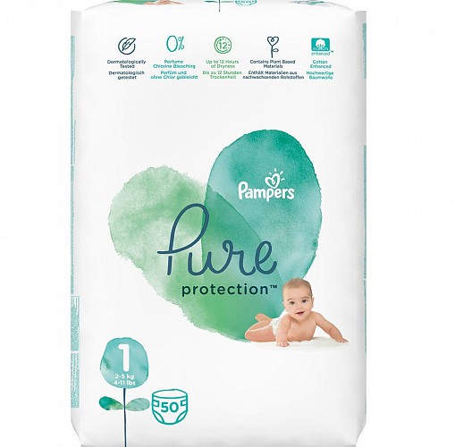 Pampers Pure Protection No 1 (2-5kg) 50τμχ