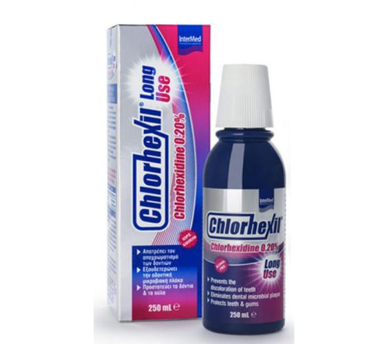 Intermed Chlorhexil 0,20 % Long Use Στοματικό Διάλυμα Κατά Της Πλάκας 250 ml