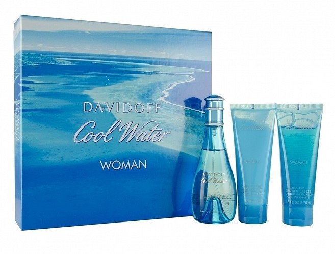 Davidoff Cool Water Woman σετ δώρου EDT 100 ml + λοσιόν σώματος 75ml + αφρόλουτρο 75ml για γυναίκες