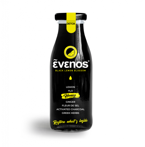 Βιολογική μαύρη λεμονάδα με ενεργό άνθρακα, μέλι & βότανα “Evenos” (250ml)